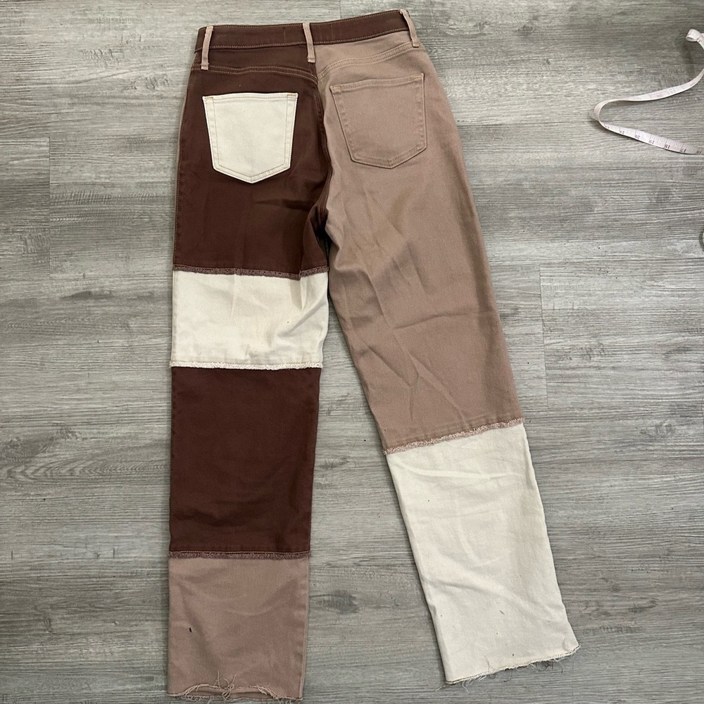Hollister Brown High-Rise Pants patch brown boho relaxed pants Sz 27 - Picture 2 of 5